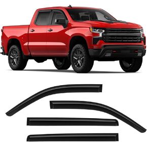 Extra Durable Rain Guards for 2019-2024 Chevy Silverado/GMC Sierra 1500 Crew Cab, Tape-on Side Window Deflectors, Vent Window Visors, Wind Deflectors Black - 4 PCS