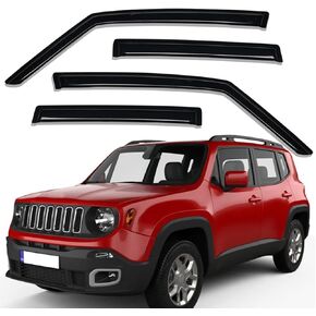 Lightronic WV94368 Outside-Mount Side Window Visor Deflector Rain Guard, Dark Smoke, 4-Pieces Set, Fits 2015-2022 Jeep Renegade