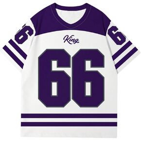Men's Plus Size Jersey T-Shirts Color Block Number Graphic Tees Short Sleeve V Neck Oversized T Shirt