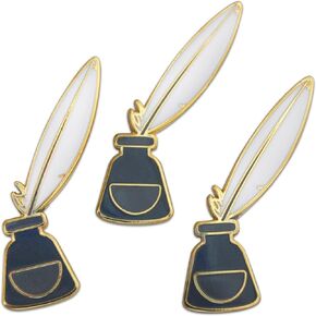 Novel Merk Quill & Calligraphy – Writing Lapel Pin, Hat Pin & Tie Tack Set - with Clutch Back