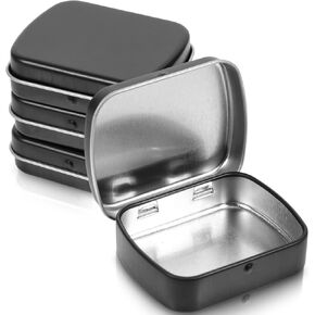 10pcs Small Metal Tin Box Empty Hinged Storage Box Rectangular Storage Tin Containers Organizer for Watercolor Jewelry Pill Cookie Candy Treats Favors Crafts Silver