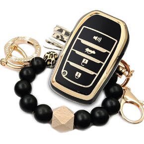 Fits for Toyota Key Fob Cover, Key Shell Case for 2019 2020 2021 2022 2023 2024 2025 Venza RAV4 Prime Sienna Land Cruiser Fortuner Mirai Grand Highlander Prius Collora, Bling Keychain (Black) in Kuwait