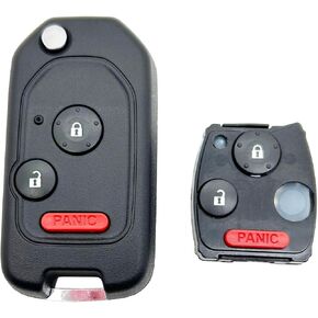 Modified Folding Flip Replacement Key Fob Cover fit for Honda 2003-2012 Accord 2005-2010 Civic 2005 2006 CR-V Pilot Ridgeline Odyssey CR-Z Fit Key Fob Shell (2+1 Buttons )