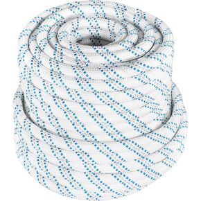 High Strength Braid Rope Nylon Pulling Rope Polyester Rope Multipurpose Bull Arborist Rigging 3/4 Inch x 150 Feet White Grey Blue