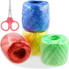 Swpeet 5 Rolls 5 Clors 200 Yards Polyester Nylon Plastic Rope Twine Household Bundled with Scisccor Assortment Kit Perfect for Polyester Nylon Plastic Rope Twine Household Bundled