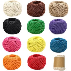 11 Colors Jute Twine String,1800Feet (600 Yards) Natural Jute Twine for DIY Crafts,Gift Wrapping,Decoration,Bundling,11 Rolls 2mm 3 Ply