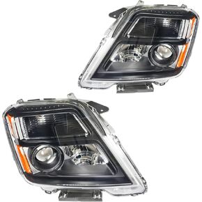 Torchbeam Headlight Assembly Compatible with Terrain 2010 2011 2012 2013 2014 2015 Chrome Housing Amber Reflector Driver and Passenger Side
