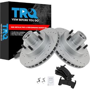 وسادة الفرامل الأمامية TRQ ومجموعة دوارة الأداء المتوافقة مع Chevy GMC Buick Pontiac