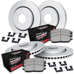 R1 Concepts Front Rear Brakes and Rotors Kit |Front Rear Brake Pads| Brake Rotors and Pads| Performance Off-Road Brake Pads and Rotors | Hardware Kit|fits 2019-2022 Ram 1500