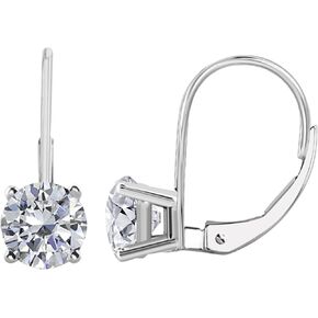 0.30 Carats Round White Diamond Leverback Earrings for Women in 14K White Rose Yellow Gold Prong-Setting