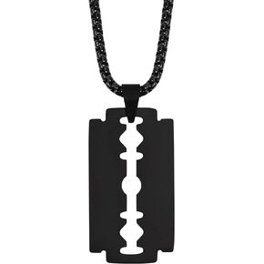 HAQUIL Razor Blade Necklace, Black Plated Stainless Steel Razor Blade Pendant, Box Chain, Gothic Punk Rock Hip Hop Jewelry Gift for Men
