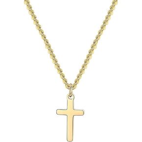 Cross Necklace for Women 14K Gold Filled Stainless Steel Small Cross Pendant with Cuban Chain Simple Faith Jewelry for Men Women 14-22 Inches