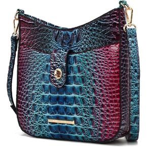 MKF Collection Women Shoulder Bag, Gradient Rainbow Crocodile Embossed Vegan Leather Handbag Purse by Mia K