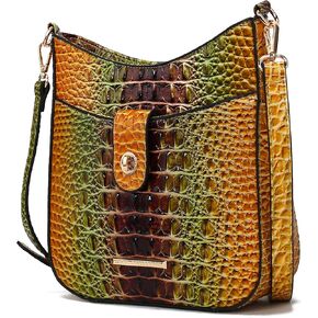 MKF Collection Women Shoulder Bag, Gradient Rainbow Crocodile Embossed Vegan Leather Handbag Purse by Mia K in Kuwait