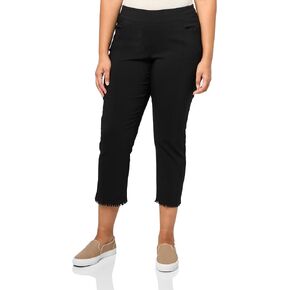 SLIM-SATION Women's Plus Size Pull-on Ankle Pant with Real Front and Back Pockets and Hem Trim