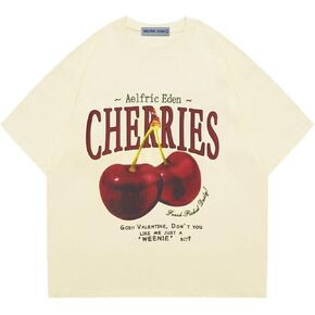 Aelfric Eden Women Graphic Tees Cherry Oversized T Shirt Streetwear Casual Unisex Shirt Summer Tops