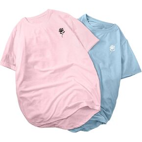 GORGLITTER Men's 2 Piece Pack Floral Graphic Print T Shirts Crewneck Short Sleeve Tee Top