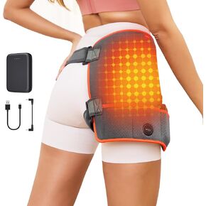 Hip Heating Pad for Hip Support Brace,Cordless Heated Hip Wrap with 10000mAh Battery and 3 Heating Modes for Lower Back,Thigh/Legs,Buttock,Portable Electric Heat Pad for Women Men