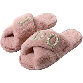 I Do Slippers Bride Slippers Women's Wedding Shoes Fuzzy Soft House Slippers for Bride Party Bridal Weddings Bachelorette Party