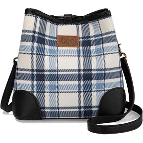 Montana West x Lee Plaid Bucket Bag for Women Hobo Crossbody Shoulder Handbag with Adjustable Detachable Strap