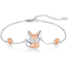 CUOKA MIRACLE Fox Bracelet 925 Sterling Silver Lovely Fox Bracelet for Women Animal Bracelet Cute Animal Jewelry Gifts for Women Mom Wife