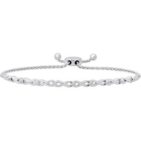 Dazzlingrock Collection Ladies Infinity Link Bracelet with Round White Diamond Accent, 925 Sterling Silver