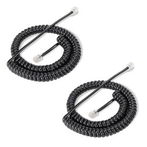 Phone Cords 25 FT Uncoiled (3.1 FT Coiled), 2 Pack Telephone Cords for Landline Phones, RJ9 Black Curly Phone Line Cord for Corded Landline Phone, Ofiice/Home Use