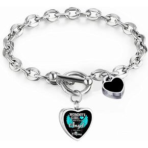 RIPFEVURN Heart Cremation Jewelry Urn Bracelet for Ashes for Women Memorial Ashes Keepsake Link Bracelet