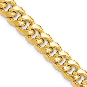 Avariah 14K Yellow Gold 7.3mm Semi-Solid Miami Cuban with Lobster Lock Chain -8.0" 9.0"