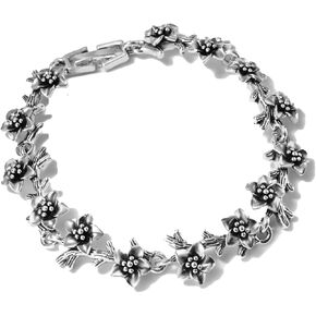 Silver Cross Bracelet for Women San Benito Rosary Bracelet Stainless Steel Flower Link Bracelet Jesus Cross Crucifix Charm Bracelet Hematite Vintage Gothic Punk Bracelet