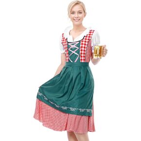 Oktoberfest Costume Women German Bavarian Beer Dirndl Dress Outfits for Women Halloween Beer Festival
