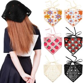 JaGely 6 Pcs Hair Bandanas Head Kerchief Crochet Headband Boho Floral Crochet Head Scarf Cute Hair Accessories for Women