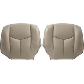 Front Driver and Passenger Bottom Leather Seat Covers Tan #522 Compatible with Chevy Avalanche Silverado GMC Sierra 1500 2500 3500 HD 2003 2004 2005 2006