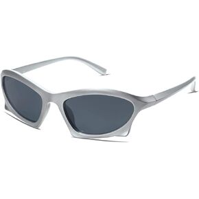 DUPER Y2K Sunglasses Womens Rectangle Glasses- 90s Sunglasses For Womens Y2K Glasses, Mob Wife Retro Sunglasses Men, Black Sunglasses Woman Fashion Glasses, Trendy Sunglasses Men Silver Glasses Retro