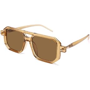 Retro Aviator Sunglasses for Women Men - Trendy Square Sun Glasses