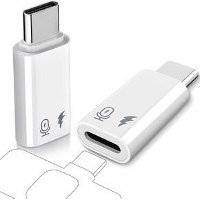 TiMOVO USB C to Lightning Microphone Adapter, 2 Pack Lightning Female to USB-C Male for Lavalier Mic Receiver, Sound Card and OTG Fit for iPhone 16/15 Series, iPad Pro/Air, Not for Headphone and Data
