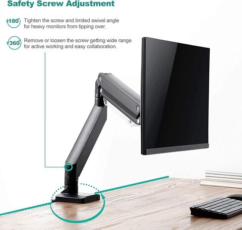 WALI 24-57" Monitor Arm, Heavy Duty Gas Spring Desk Mount for Ultrawide Flat and Curved Screen Up to 59.4lbs, VESA 75x75 to 200x200 (GSMU001XL-P), Black in Saudi Arabia