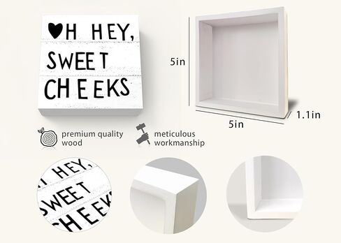 لافتة Hello Sweet Cheeks - ديكور الحمام، لمسة منزلية للمزرعة - لافتة صندوق على رف خشبي أسود ريفي للنساء والعائلة والأصدقاء وأرفف المرحاض، مثالية للشقة والمنزل مقاس 12.7 × 12.7 سم in Kuwait