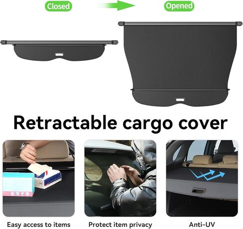 Cargo Cover, Compatible with Honda Passport 2019-2023, Retractable Waterproof Sunshade Shield, Protective Anti-Theft Cover,Carbon Fiber Texture in Saudi Arabia
