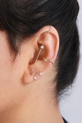 Ear Crawler Earrings for Women Ear Cuff Earrings Helix Hook Earrings Ear Wrap Earrings Snowflake Rhinestone Lightning Bolt Pierced Clip Earrings Trendy Jewelry for Women Gold Silver in Kuwait