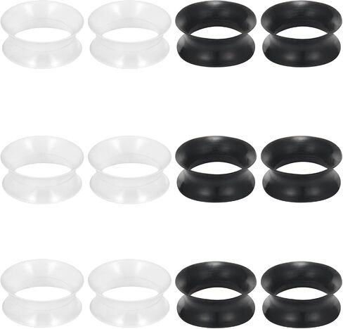 Kridzisw 10G 8G 6G 4G 2G 0G 00G 12mm 14mm 16mm 18mm 20mm 22mm 24mm 25mm Thin Silicone Ear Gauges Plugs Tunnels Earrings Flexible Flesh Clear Black Tunnel Stretching Gauges Earlets Plug for Women Men in Kuwait