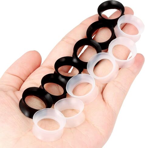 Kridzisw 10G 8G 6G 4G 2G 0G 00G 12mm 14mm 16mm 18mm 20mm 22mm 24mm 25mm Thin Silicone Ear Gauges Plugs Tunnels Earrings Flexible Flesh Clear Black Tunnel Stretching Gauges Earlets Plug for Women Men in Kuwait