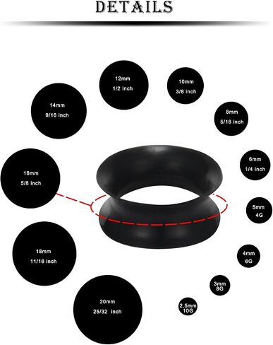 Kridzisw 10G 8G 6G 4G 2G 0G 00G 12mm 14mm 16mm 18mm 20mm 22mm 24mm 25mm Thin Silicone Ear Gauges Plugs Tunnels Earrings Flexible Flesh Clear Black Tunnel Stretching Gauges Earlets Plug for Women Men in Kuwait