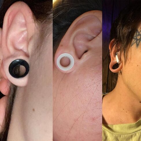 Kridzisw 10G 8G 6G 4G 2G 0G 00G 12mm 14mm 16mm 18mm 20mm 22mm 24mm 25mm Thin Silicone Ear Gauges Plugs Tunnels Earrings Flexible Flesh Clear Black Tunnel Stretching Gauges Earlets Plug for Women Men in Kuwait