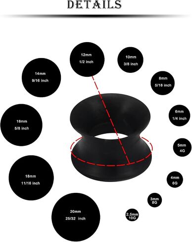 Kridzisw 10G 8G 6G 4G 2G 0G 00G 12mm 14mm 16mm 18mm 20mm 22mm 24mm 25mm Thin Silicone Ear Gauges Plugs Tunnels Earrings Flexible Flesh Clear Black Tunnel Stretching Gauges Earlets Plug for Women Men in Kuwait