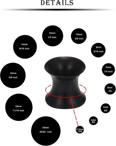 Kridzisw 10G 8G 6G 4G 2G 0G 00G 12mm 14mm 16mm 18mm 20mm 22mm 24mm 25mm Thin Silicone Ear Gauges Plugs Tunnels Earrings Flexible Flesh Clear Black Tunnel Stretching Gauges Earlets Plug for Women Men in Kuwait