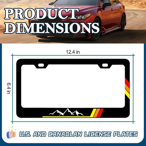 2PCS Tri-Color Mountain Sport License Plate Frames, Yellow Orange Red Stainless Steel Car Tag Frame Holder Covers with Screw Caps Set fits for Toyota Tacoma 4Runner Tundra Rav4 Highlander in Saudi Arabia