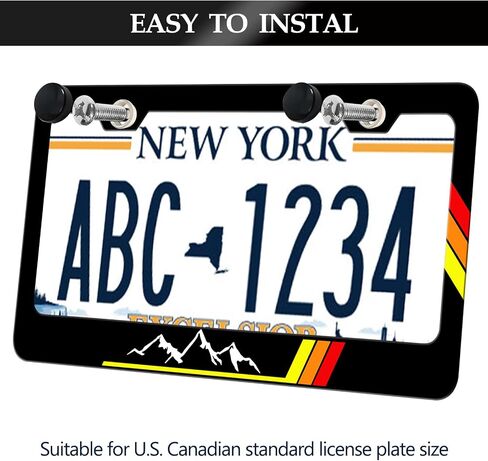 2PCS Tri-Color Mountain Sport License Plate Frames, Yellow Orange Red Stainless Steel Car Tag Frame Holder Covers with Screw Caps Set fits for Toyota Tacoma 4Runner Tundra Rav4 Highlander in Saudi Arabia