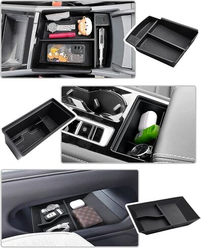 CDEFG 3 قطع لـ 2024 2025 أطلس مركز وحدة التحكم صينية متوافقة مع 2024 2025 Volkswagen VW Atlas/Atlas Cross Sport SEL R-Line SE ملحقات وحدة التحكم الوسطى صندوق تخزين صينية الأرضية in Saudi Arabia
