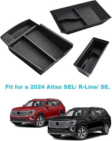 CDEFG 3 قطع لـ 2024 2025 أطلس مركز وحدة التحكم صينية متوافقة مع 2024 2025 Volkswagen VW Atlas/Atlas Cross Sport SEL R-Line SE ملحقات وحدة التحكم الوسطى صندوق تخزين صينية الأرضية in Saudi Arabia